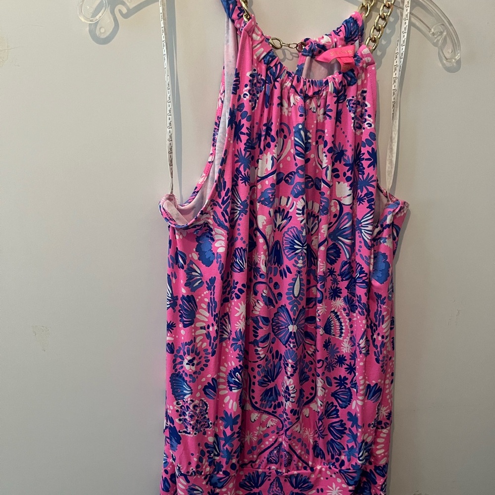 Lilly Pulitzer Pink and Blue Ruched Camisole Top